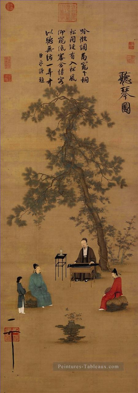à l’écoute de la vieille Chine Qin encre Peintures à l'huile